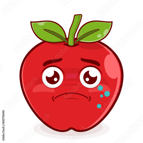 apple crying face cartoon cute