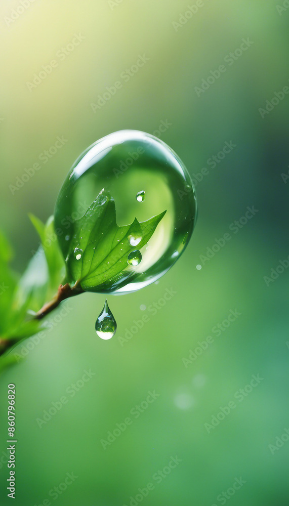 A nature in water drop with green ecology background A nature in water drop with green ecology background