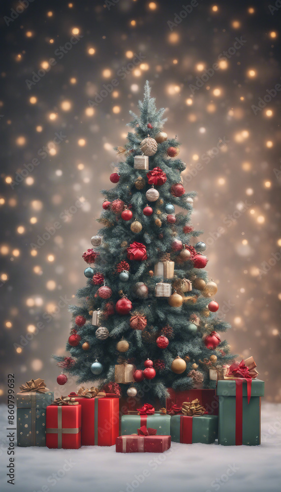 Christmas tree with gifts on transparent background or file easy to decorate your project Christmas tree with gifts on transparent background or file easy to decorate your project