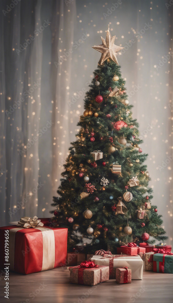 Christmas tree with gifts on transparent background or file easy to decorate your project Christmas tree with gifts on transparent background or file easy to decorate your project