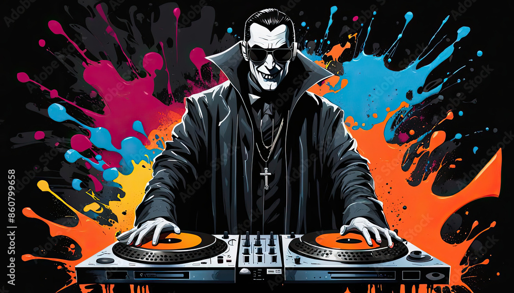 Happy vampire dj for halloween party Happy vampire dj for halloween party