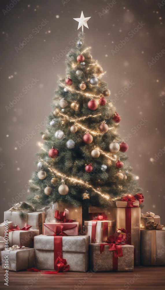 Christmas tree with gifts on transparent background or file easy to decorate your project Christmas tree with gifts on transparent background or file easy to decorate your project