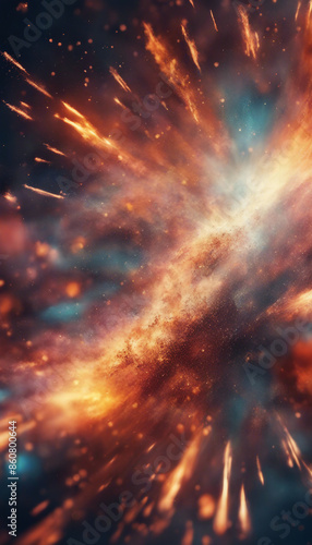 Colorful and firey explosion of space photo