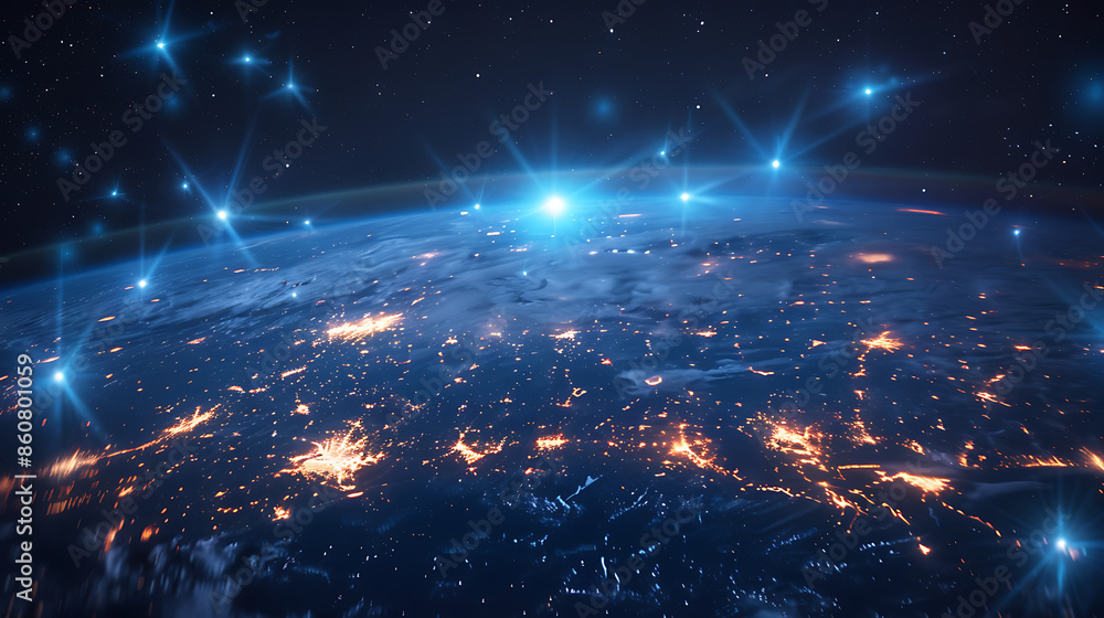 Obraz premium Global Network Connections from Space
