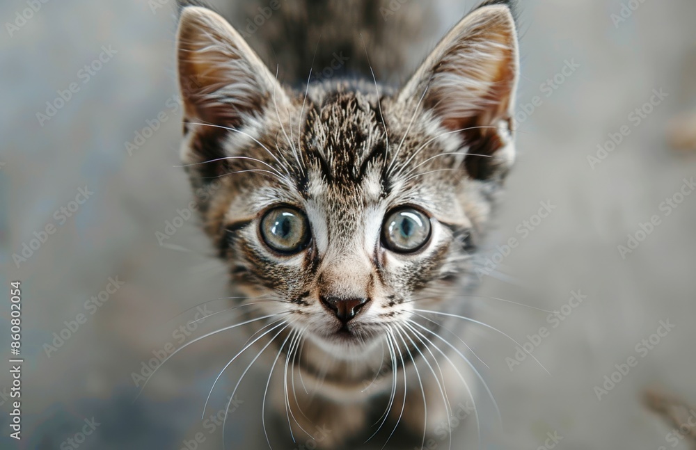 Close Up of Tabby Kitten With Green Eyes Looking at Camera Close Up of Tabby Kitten With Green Eyes Looking at Camera