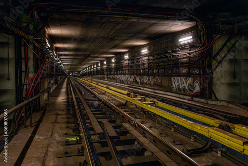 The subway tunnel between the stations Vysehrad and I.P. Pavlova photo