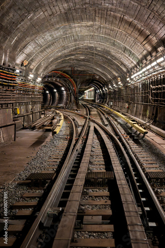 The subway tunnel between the stations Vysehrad and I.P. Pavlova