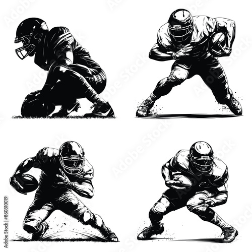 american football player with ball vector