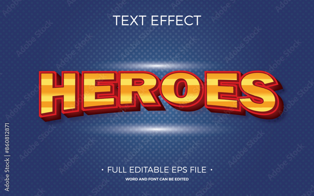 Obraz premium Heroes cartoon comic text effect