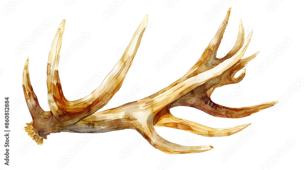 Watercolor deer antler isolated on white background.
Watercolor deer antler isolated on white background.