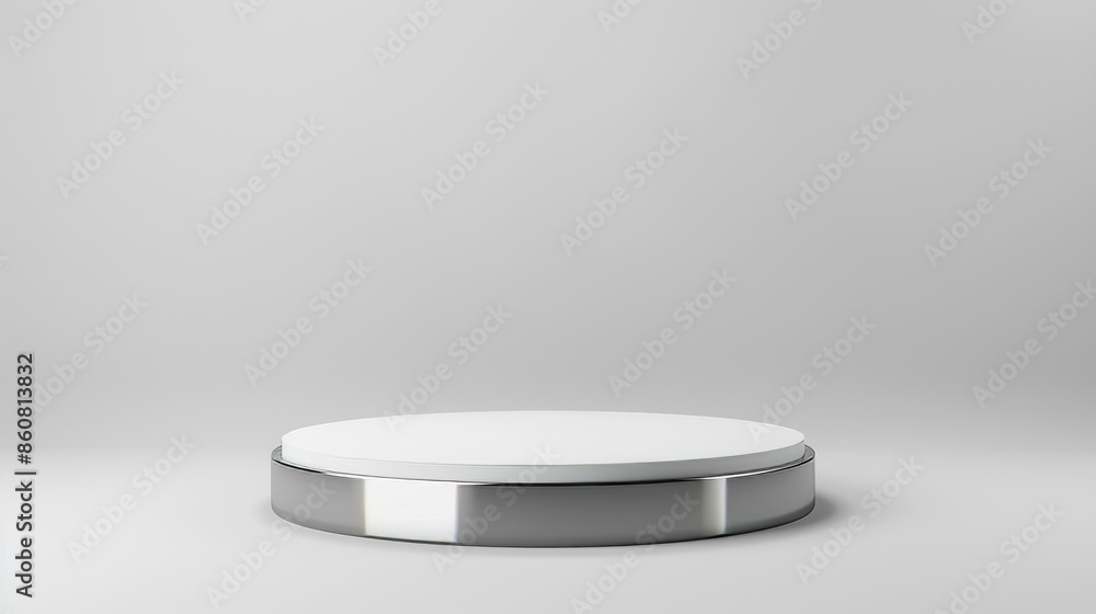 Metal podium isolated on a gray background for product display. Metal podium isolated on a gray background for product display.