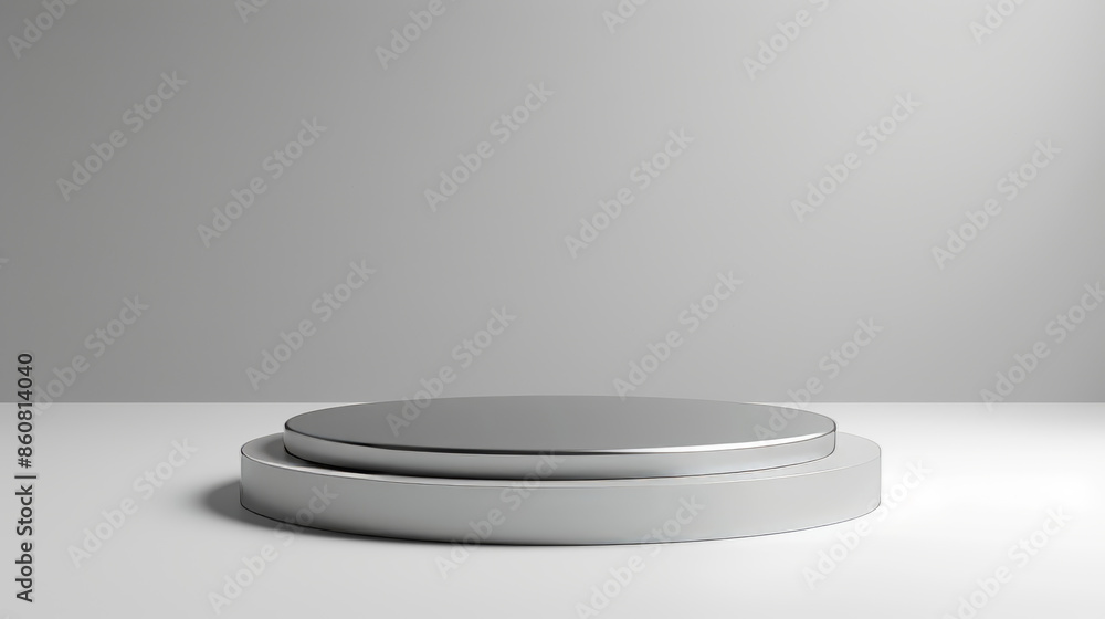 Metal podium isolated on a gray background for product display. Metal podium isolated on a gray background for product display.