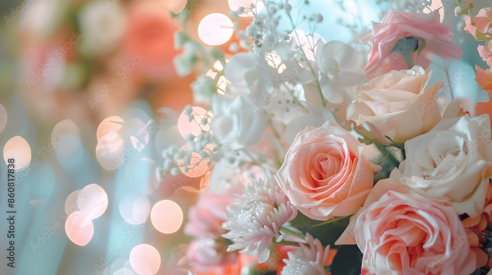 Rose and floral decorations at the wedding venue : Generative AI Rose and floral decorations at the wedding venue : Generative AI