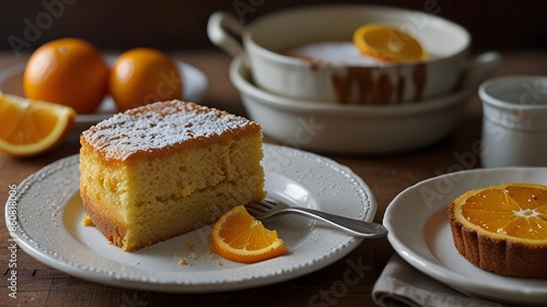 Describe the texture and flavor of a flourless orange cake. 