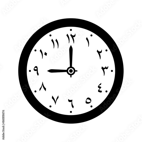 Analog clock concept with arabic numerals. vector arabic analog clock symbol