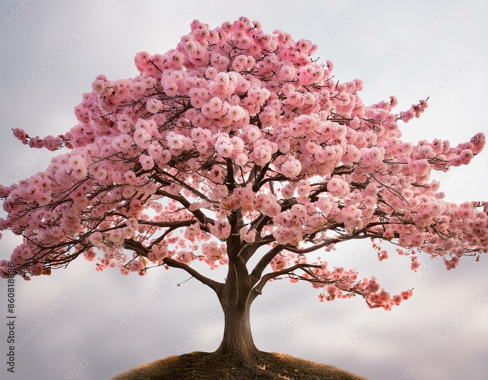Obraz premium Pink Christmas Sakura Tree Digital Paper Clip Art Sublimation Background