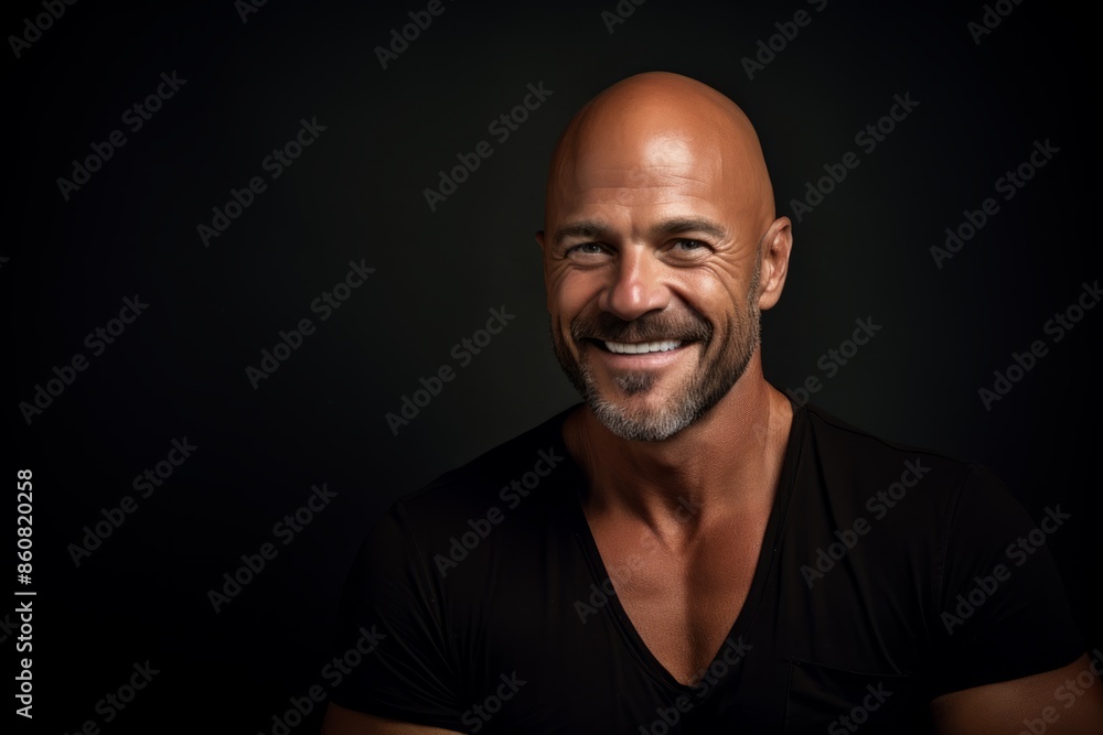 Portrait of a smiling mature man in a black t-shirt. Portrait of a smiling mature man in a black t-shirt.