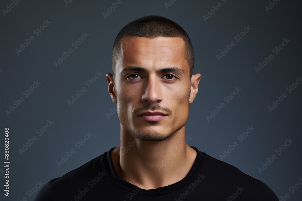 Portrait of a handsome young man in black t-shirt. Portrait of a handsome young man in black t-shirt.