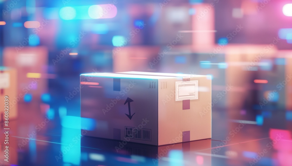 3D illustration Logistics goods delivery uses AI technology for data analysis 3D illustration Logistics goods delivery uses AI technology for data analysis