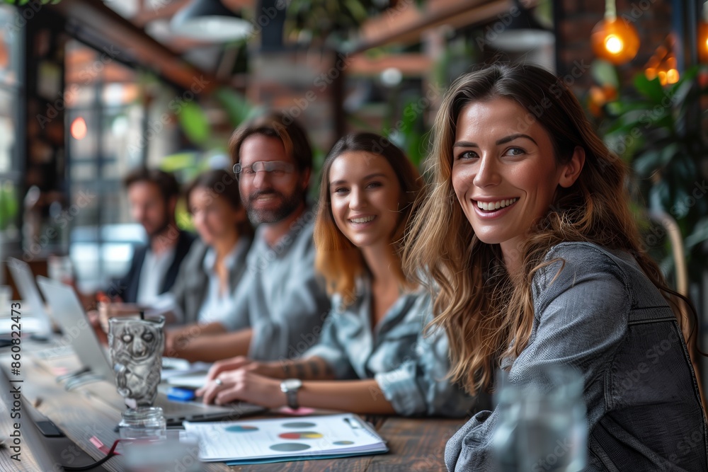 Fototapeta premium Group of Professionals Working at a Casual Restaurant