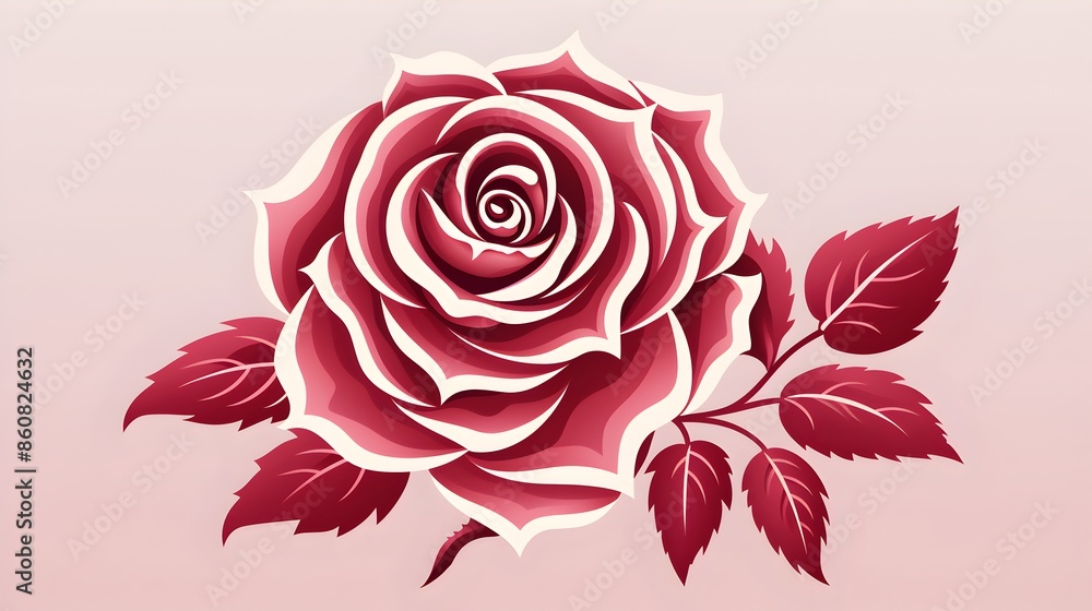 Simple rose logo design, elegant red rose with green stem for timeless branding Simple rose logo design, elegant red rose with green stem for timeless branding