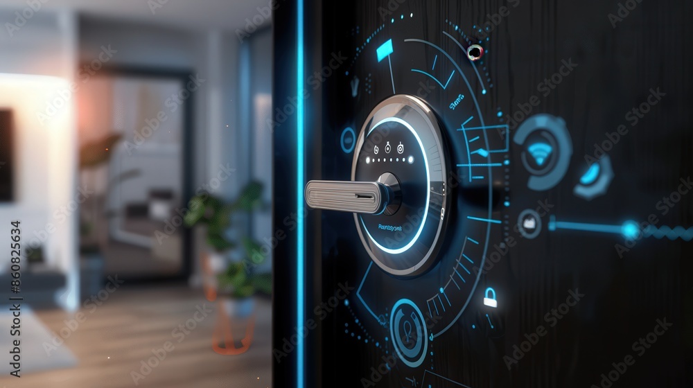 Fototapeta premium A smart home lock security system