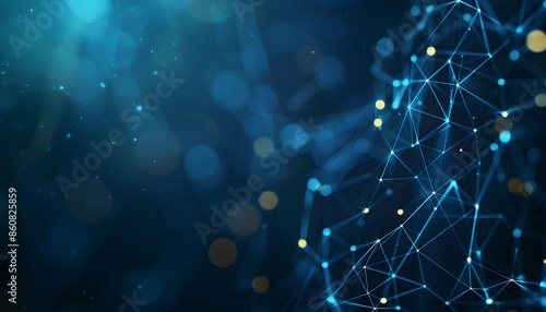 Futuristic abstract blue backdrop with cyber network nodes