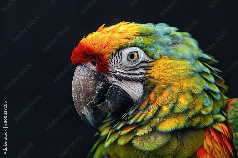 closeup colorful of parrot, bird closeup colorful of parrot, bird