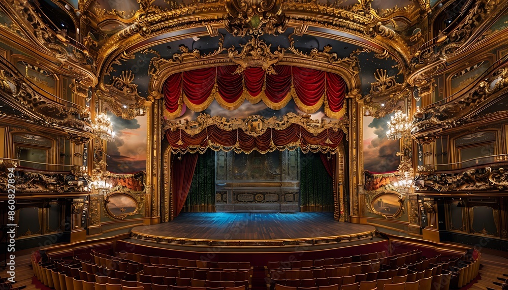 Obraz premium Ornate Interior of a Historic Theater