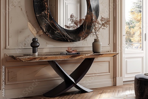 Elegant Entryway with Modern Console - Welcoming Decor - Concept of Stylish First Impression