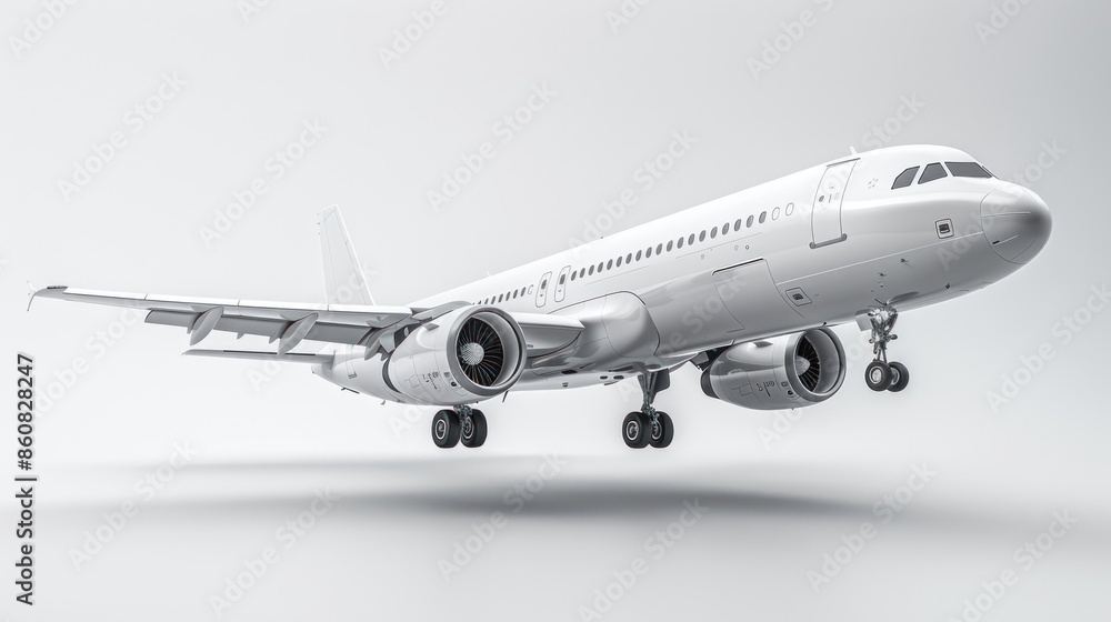 White Airplane Taking Off Against a Clear Sky White Airplane Taking Off Against a Clear Sky