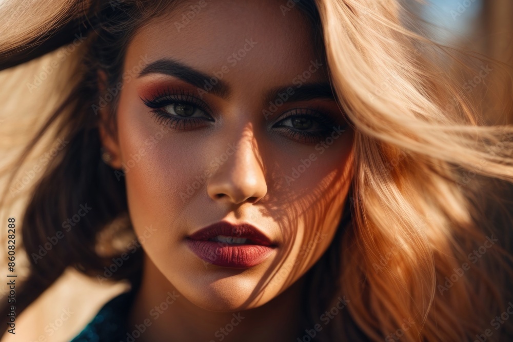 Fashionable beautiful young woman with high contrast shadow Fashionable beautiful young woman with high contrast shadow