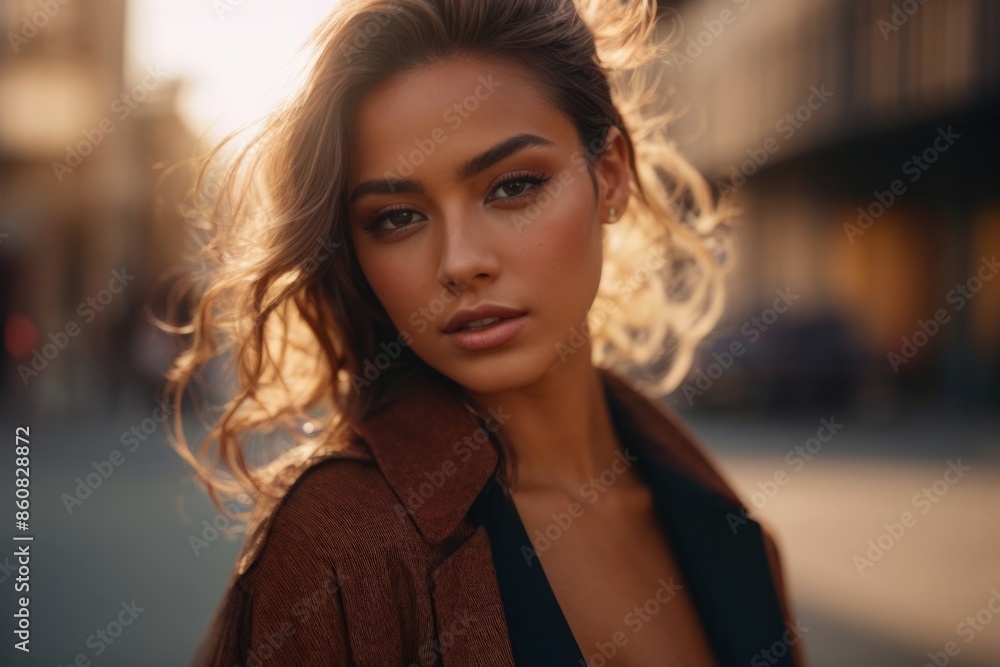 Fashionable beautiful young woman with high contrast shadow Fashionable beautiful young woman with high contrast shadow