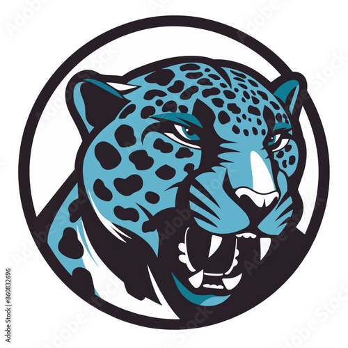 A circular logo for a sports team called power leopards