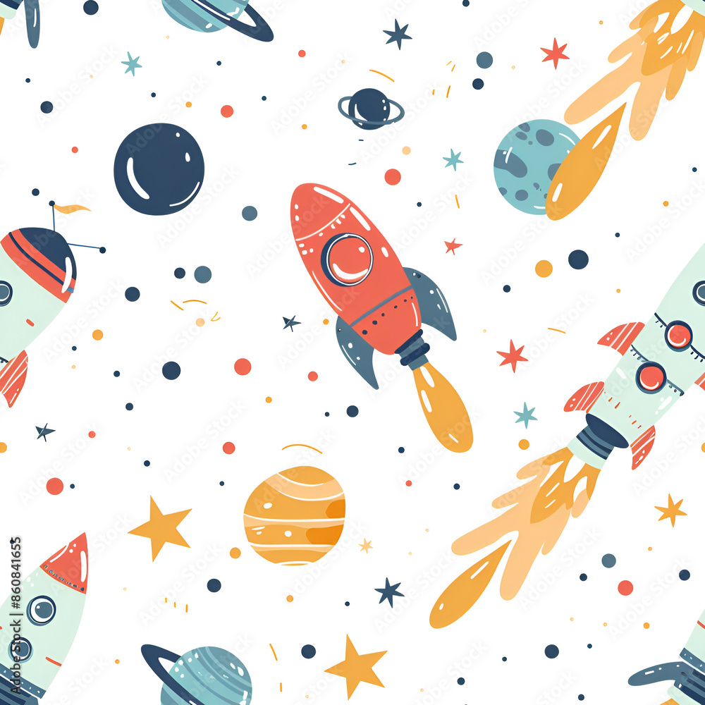 Cute Rocket Ship Pattern Cute Rocket Ship Pattern
