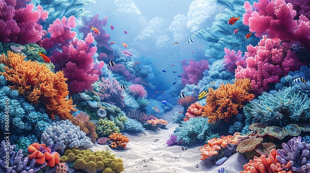 Visualize marine aquarium designs with detailed illustrations of coral ...