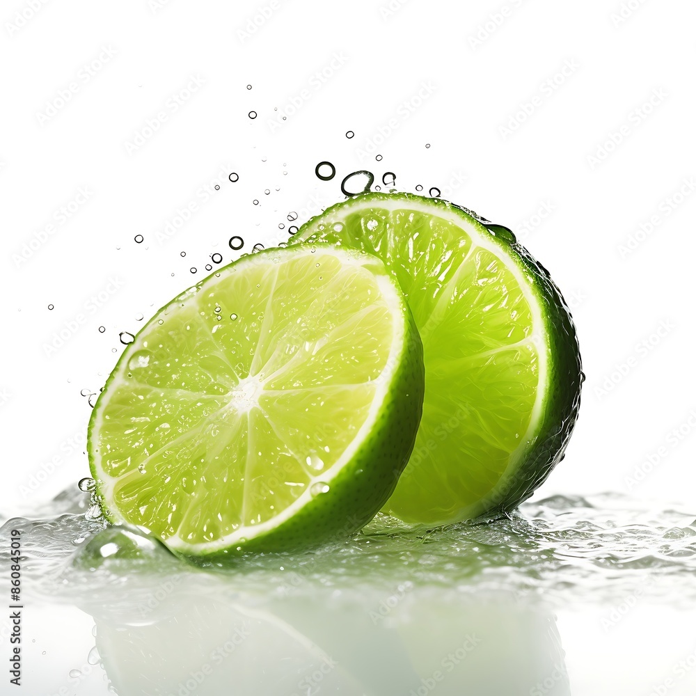 Lime with water drops isolated on white background Lime with water drops isolated on white background