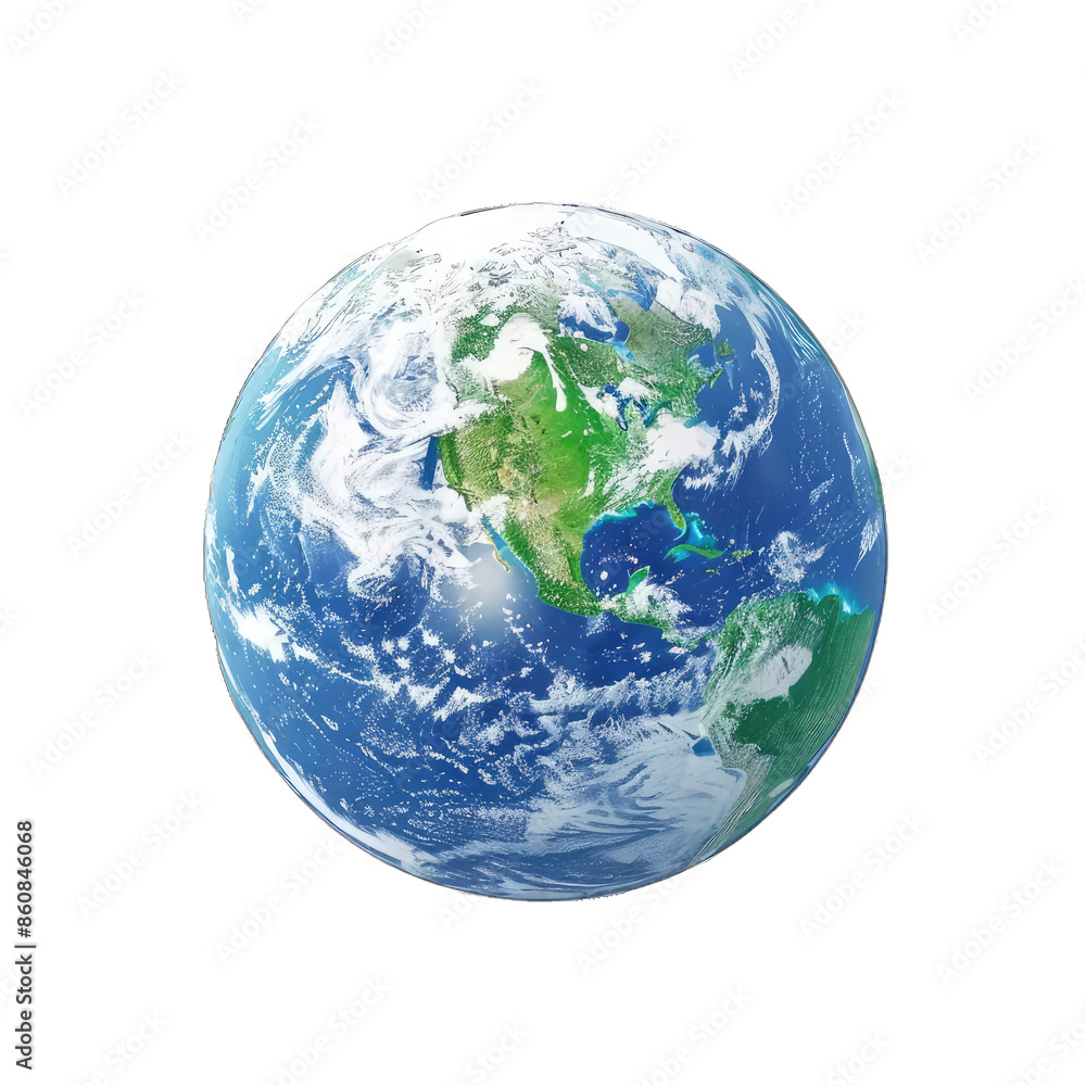 Blue and Green 3d Render of Earth's Western Hemisphere Detailed on , Sustainability. Isolated on a Transparent Background. Cutout PNG. Blue and Green 3d Render of Earth's Western Hemisphere Detailed on , Sustainability. Isolated on a Transparent Background. Cutout PNG.