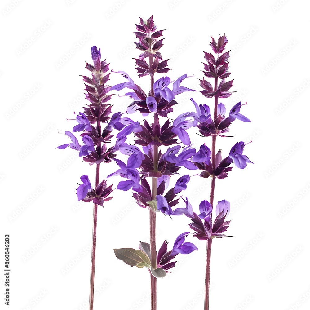 Purple Salvia Isolated on White Background. Beautiful Salvia Flower Purple Salvia Isolated on White Background. Beautiful Salvia Flower