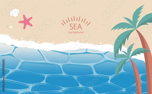 海の背景　砂浜の波打ち際　夏休み