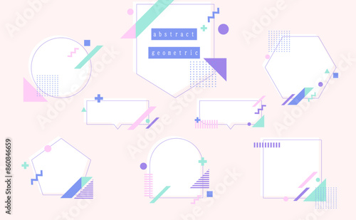 メンフィスデザインと幾何学模様の背景　パステルカラー