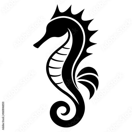 line art icon illustration of seahorse