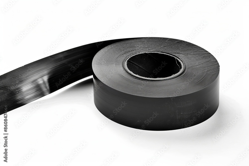 Black adhesive tape isolated on white background Black adhesive tape isolated on white background