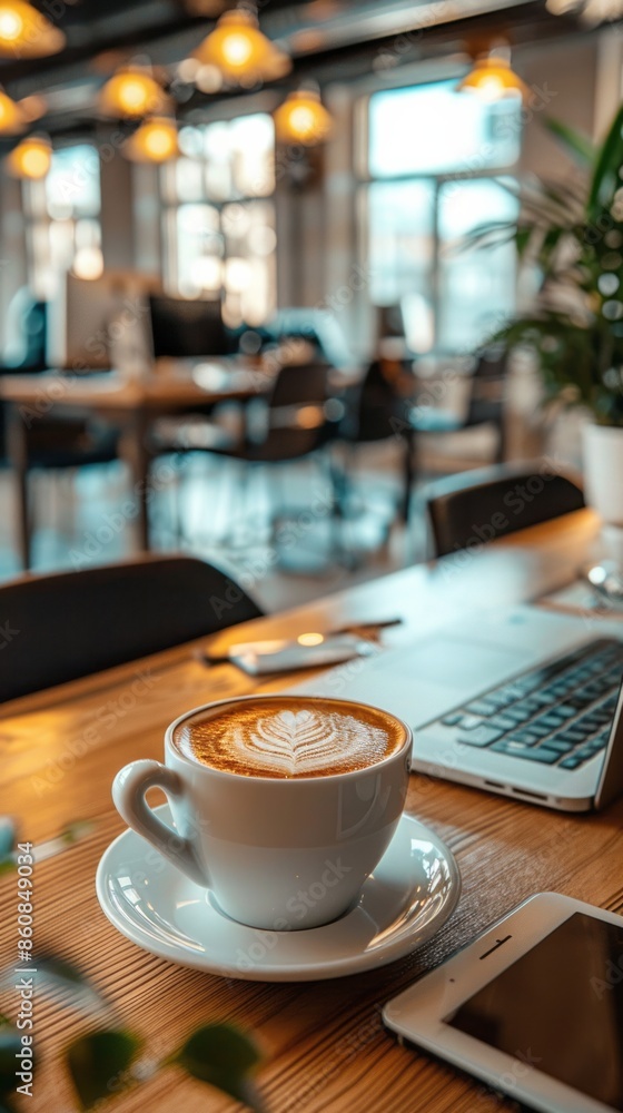 Coffee on table in modern office Coffee on table in modern office