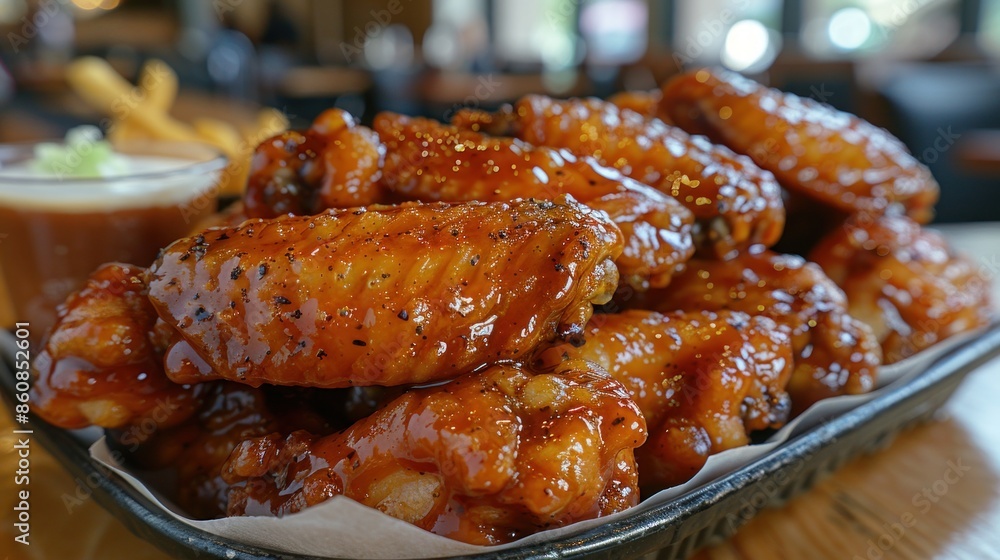 Close-Up of Barbecue Chicken Wings in a Tray Close-Up of Barbecue Chicken Wings in a Tray