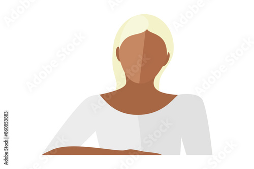 Facelesss young and casual blonde woman with white top avatar icon vector