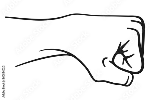 A fist for fist bump or punching concept in sketched line art style vector