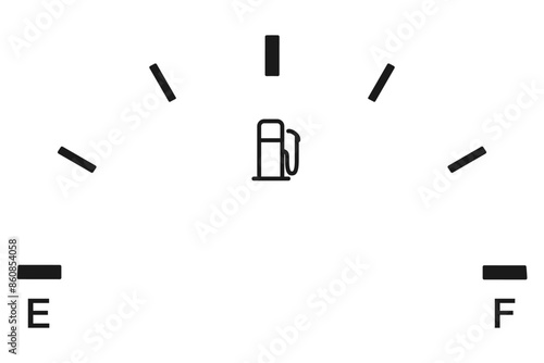 Fuel gauge between empty and full with a fuel pump icon in vector
