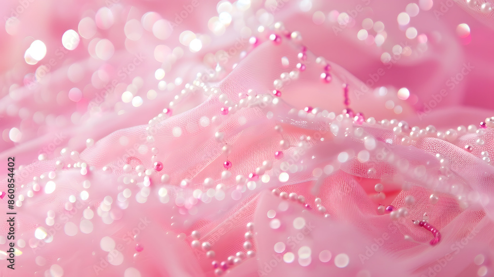 Banner wedding texture background pink color with beads festive baskground expensive luxury fabric tulle material clothCopy space selective focus : Generative AI Banner wedding texture background pink color with beads festive baskground expensive luxury fabric tulle material clothCopy space selective focus : Generative AI