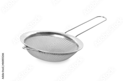 Obraz na plátně One metal sieve isolated on white. Cooking utensil